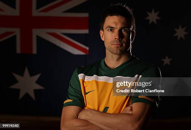Michael Beauchamp of Australia poses for a portrait during an Australian Socceroos portrait session at Park Hyatt Hotel on May 19, 2010 in Melbourne,...