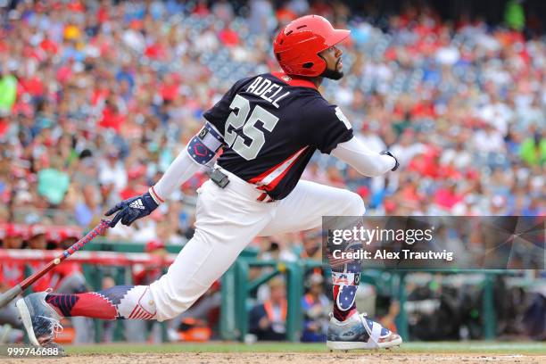 Jo Adell of Team USA bats during the SiriusXM All-Star Futures Game at Nationals Park on Sunday, July 15, 2018 in Washington, D.C.
