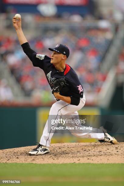 Matt Manning of Team USA pitches during the SiriusXM All-Star Futures Game at Nationals Park on Sunday, July 15, 2018 in Washington, D.C.