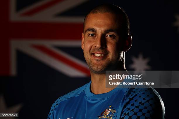 Adam Federici of Australia poses for a portrait during an Australian Socceroos portrait session at Park Hyatt Hotel on May 19, 2010 in Melbourne,...