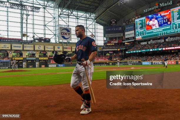 Houston Astros infielder Jose Altuve prepares to hit during the baseball game between the Detroit Tigers and the Houston Astros on July 15, 2018 at...