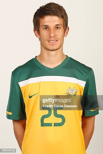 Dario Vidosic of Australia poses for a portrait during an of Australian Socceroos portrait session at Park Hyatt on May 19, 2010 in Melbourne,...