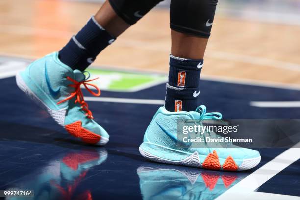 Sneakers of Danielle Robinson of the Minnesota Lynx during game against the Connecticut Sun on July 15, 2018 at Target Center in Minneapolis,...