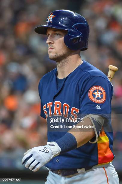 Houston Astros infielder Alex Bregman prepares to hit during the baseball game between the Detroit Tigers and the Houston Astros on July 15, 2018 at...