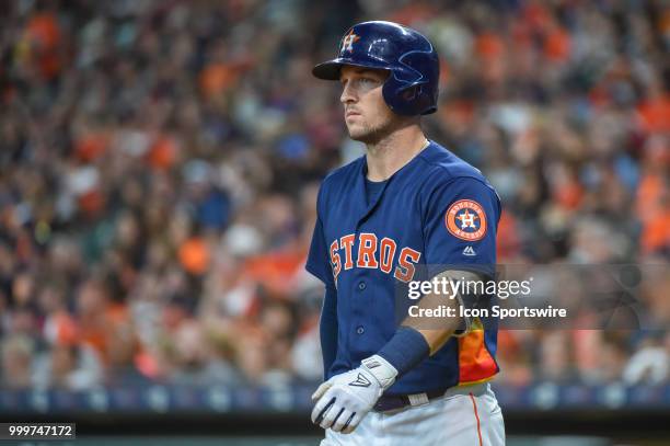 Houston Astros infielder Alex Bregman prepares to hit during the baseball game between the Detroit Tigers and the Houston Astros on July 15, 2018 at...