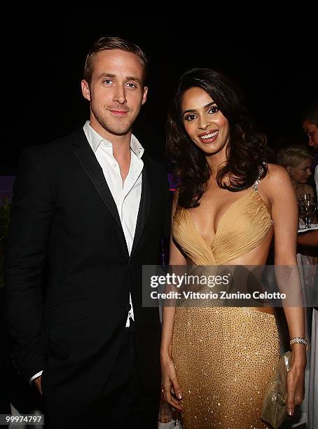 Actor Ryan Gosling and Actress Mallika Sherawat attends Belstaff Hosts 'Blue Valentine' After-Party at Palais Stephanie during the 63rd Annual Cannes...