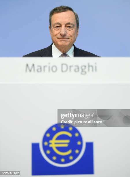 Mario Draghi, the president of the European Central Bank , at a press conference in the bank's headquarters in Frankfurt am Main, Germany, 07...