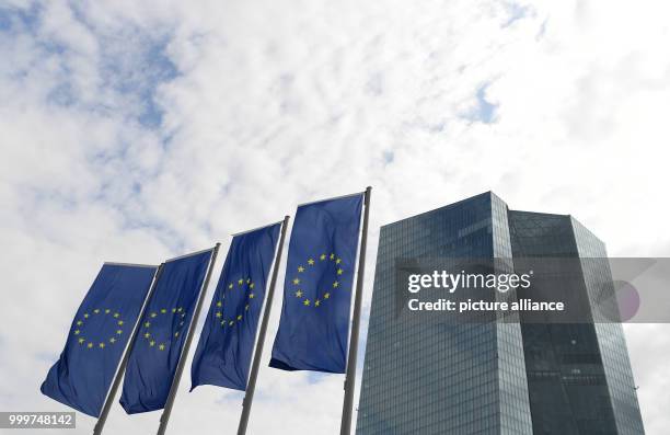 European Union flags fly outside the headquarters of the European Central Bank in Frankfurt am Main, Germany, 07 September 2017. The bank continues...