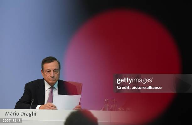 Mario Draghi, the president of the European Central Bank , at a press conference in the bank's headquarters in Frankfurt am Main, Germany, 7...