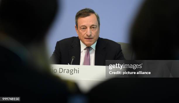 Mario Draghi, the president of the European Central Bank , at a press conference in the bank's headquarters in Frankfurt am Main, Germany, 7...