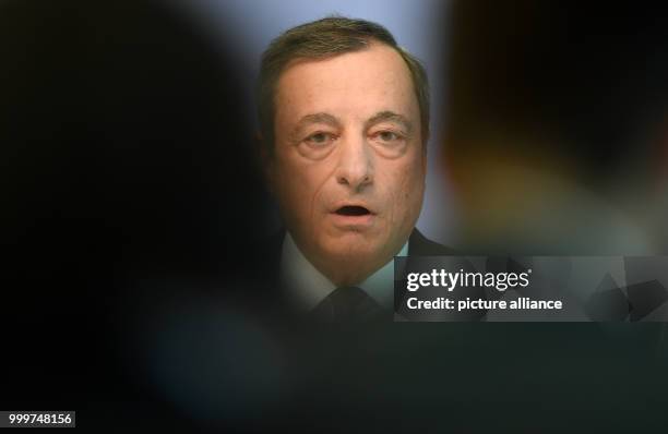 Mario Draghi, the president of the European Central Bank , at a press conference in the bank's headquarters in Frankfurt am Main, Germany, 7...