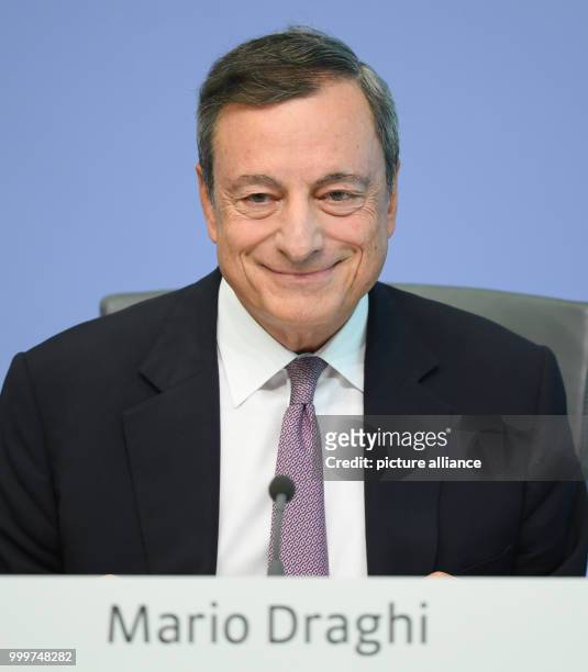 Mario Draghi, the president of the European Central Bank , at a press conference in the bank's headquarters in Frankfurt am Main, Germany, 7...