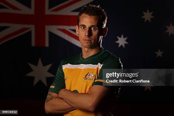 Luke Wiltshire of Australia poses for a portrait during an Australian Socceroos portrait session at Park Hyatt Hotel on May 19, 2010 in Melbourne,...