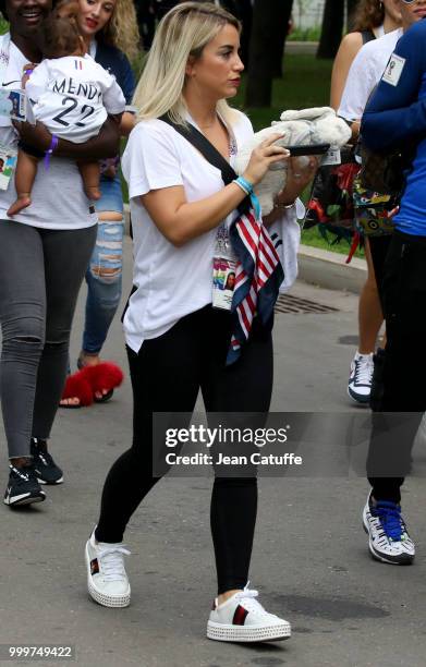 Erika Choperena, wife of Antoine Griezmann of France arrives to attend the 2018 FIFA World Cup Russia Final match between France and Croatia at...