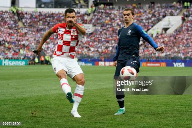 Antoine Griezmann of France in action during the 2018 FIFA World Cup Russia Final between France and Croatia at Luzhniki Stadium on July 15, 2018 in...