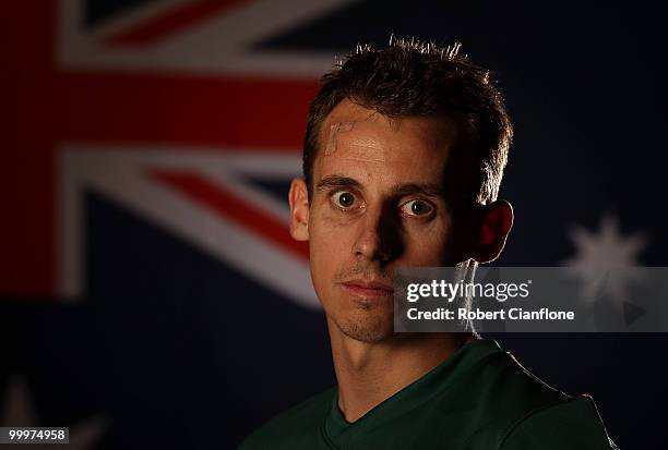 Luke Wiltshire of Australia poses for a portrait during an Australian Socceroos portrait session at Park Hyatt Hotel on May 19, 2010 in Melbourne,...