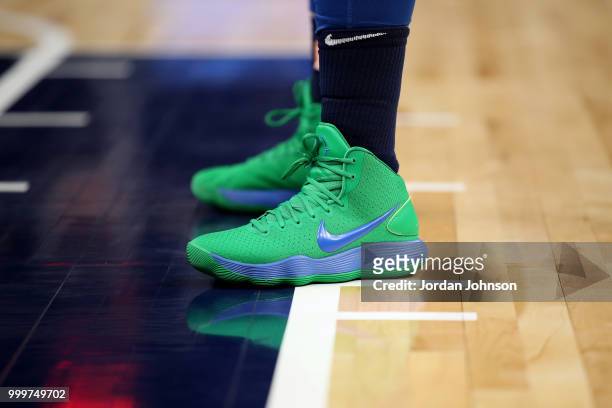 The sneakers worn by Lindsay Whalen of the Minnesota Lynx during the game against the Connecticut Sun on July 15, 2018 at Target Center in...