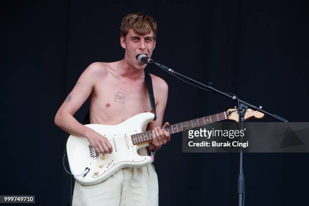 Saul Adamczewski of Fat White Family performs at Citadel festival at Gunnersbury Park on July 15, 2018 in London, England.