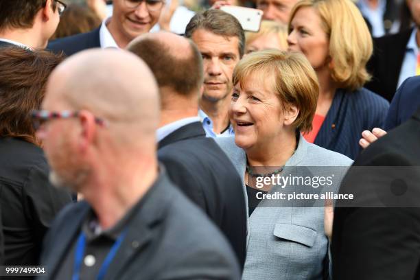 German Chancellor Angela Merkel arrives at an election campaign event of the CDU party in Neustadt an der Weinstrasse, Germany, 7 September 2017....