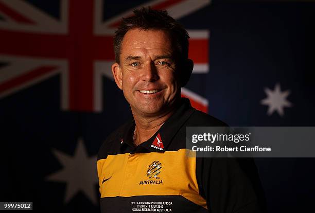 Goalkeeper coach Tony Franken of Australia poses for a portrait during an Australian Socceroos portrait session at Park Hyatt Hotel on May 19, 2010...