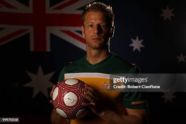 Vincenzo Grella of Australia poses for a portrait during an Australian Socceroos portrait session at Park Hyatt Hotel on May 19, 2010 in Melbourne,...