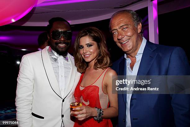 Will I am, Cheryl Cole and Fawaz Gruosi attend the de Grisogono Party at the Hotel Du Cap on May 18, 2010 in Cap D'Antibes, France.