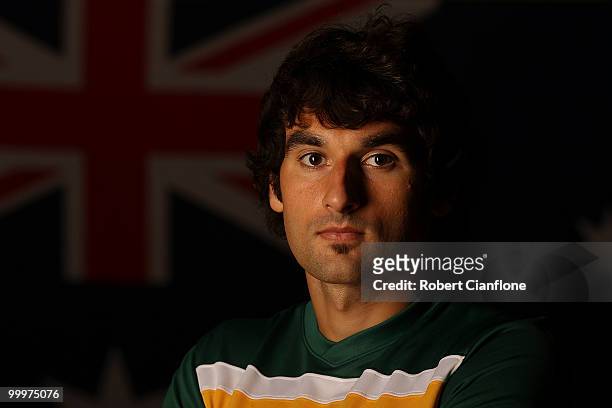 Mile Jedinak of Australia poses for a portrait during an Australian Socceroos portrait session at Park Hyatt Hotel on May 19, 2010 in Melbourne,...