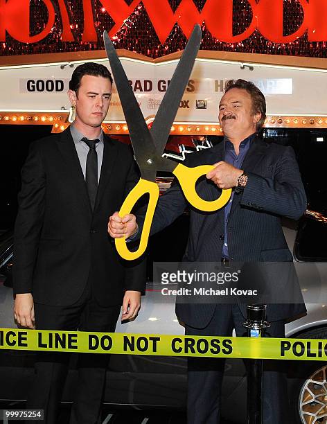 Actors Colin Hanks and Bradley Whitford attend 'The Good Guys, Bad Guys, Hot Cars' exhibition opening reception at Petersen Automotive Museum on May...