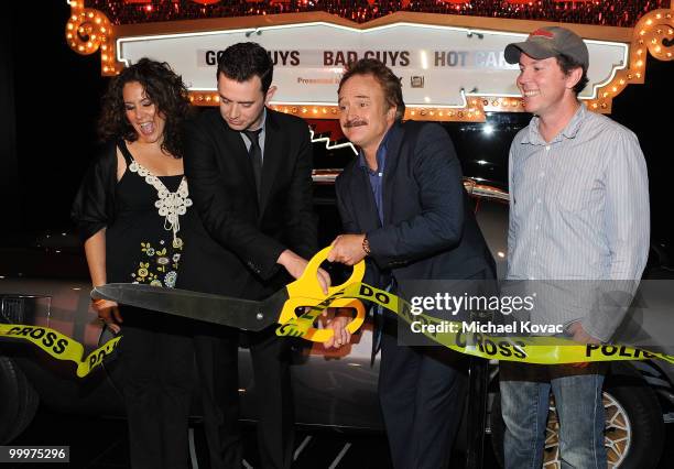 Actress Diana-Maria Riva, actor Colin Hanks, actor Bradley Whitford and creator/executive producer of 'The Good Guys' Matt Nix cut the ribbon to "The...