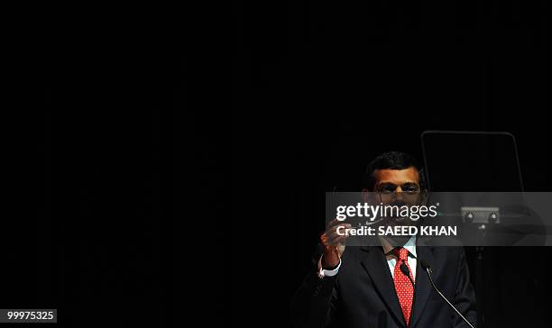 Maldives President Mohamed Nasheed speaks at the opening ceremony of the 6th World Islamic Economic Forum in Kuala Lumpur on May 19, 2010. AFP...