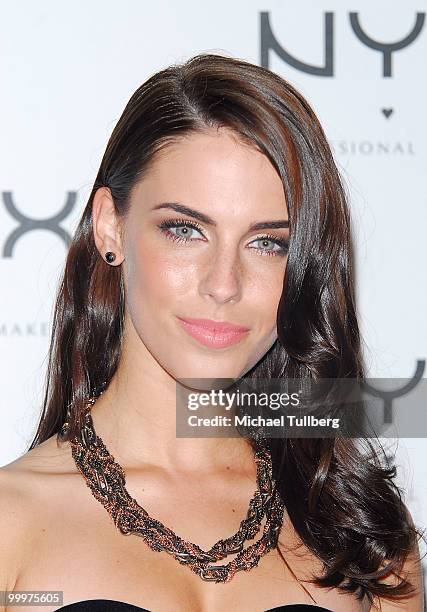 Actress Jessica Lowndes arrives at the Nyx Professional Makeup Decade & 1 Year Anniversary Party, held at the Hollywood Roosevelt Hotel on May 18,...