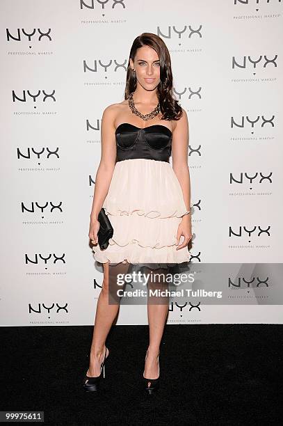 Actress Jessica Lowndes arrives at the Nyx Professional Makeup Decade & 1 Year Anniversary Party, held at the Hollywood Roosevelt Hotel on May 18,...