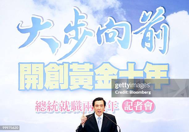 Ma Ying-jeou, Taiwan's president, speaks during a news conference in Taipei, Taiwan, on Wednesday, May 19, 2010. Taiwan's economy may have expanded...