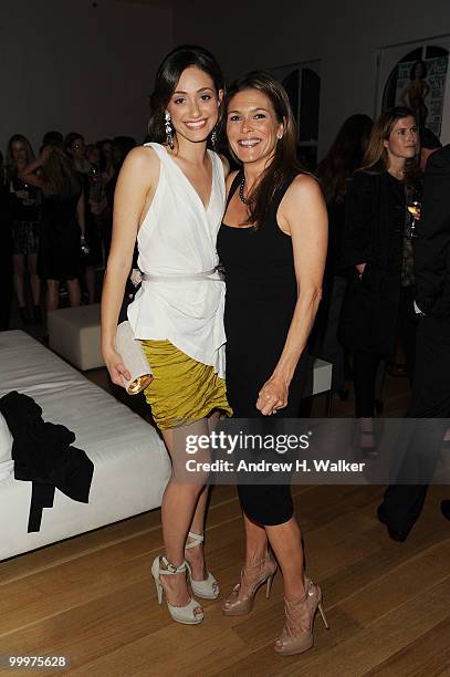 Actresses Emmy Rossum and Paige Turco attend a celebration for the New York Upfronts hosted by Ariel Foxman, Editor of InStyle, and ICM at 34 Greene...