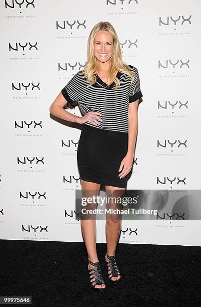 Host Ashlan Gorse arrives at the Nyx Professional Makeup Decade & 1 Year Anniversary Party, held at the Hollywood Roosevelt Hotel on May 18, 2010 in...