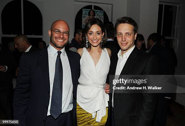 President Chris Silbermann, actress Emmy Rossum and InStyle Editor Ariel Foxman attend a celebration for the New York Upfronts hosted by Ariel...