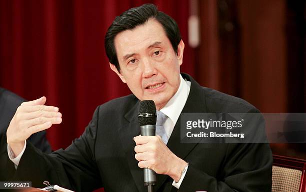 Ma Ying-jeou, Taiwan's president, speaks during a news conference in Taipei, Taiwan, on Wednesday, May 19, 2010. Taiwan's economy may have expanded...