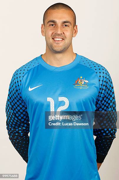 Adam Federici of Australia poses for a portrait during an of Australian Socceroos portrait session at Park Hyatt on May 19, 2010 in Melbourne,...