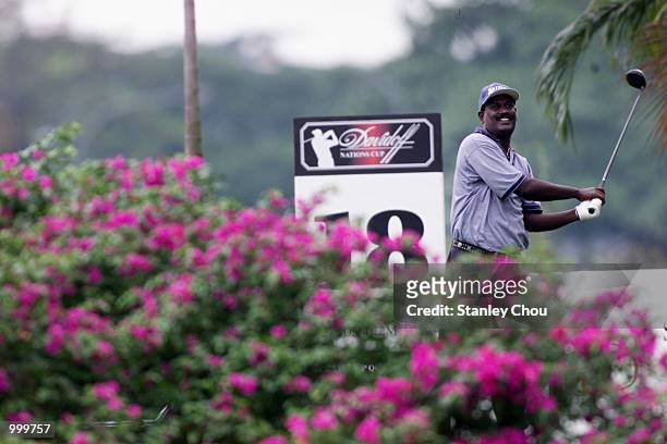 Gunasegaran of Malaysia in action at the 18th Tee during the first day of the Davidoff Nations Cup held at the Royal Selangor Golf Club, Kuala...