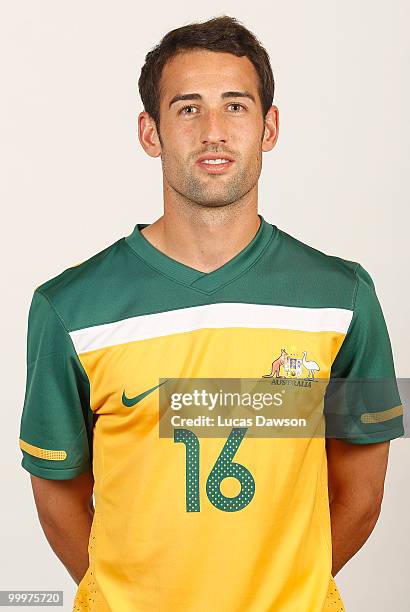 Carl Valeri of Australia poses for a portrait during an of Australian Socceroos portrait session at Park Hyatt on May 19, 2010 in Melbourne,...