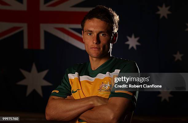 James Holland of Australia poses for a portrait during an Australian Socceroos portrait session at Park Hyatt Hotel on May 19, 2010 in Melbourne,...