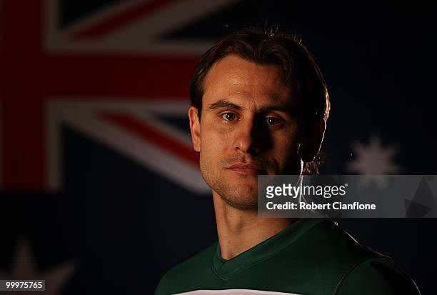 Richard Garcia of Australia poses for a portrait during an Australian Socceroos portrait session at Park Hyatt Hotel on May 19, 2010 in Melbourne,...