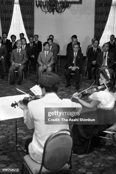 Prince Naruhito attends a music concert at the Hoheikan Hall at Nakajima Park on August 18, 1986 in Sapporo, Hokkaido, Japan.