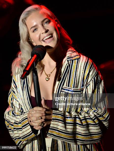 Singer Anne-Marie performs at the German Radio Award 2017 at the Elbphilharmonie concert hall in Hamburg, Germany, 7 September 2017. The prize for...