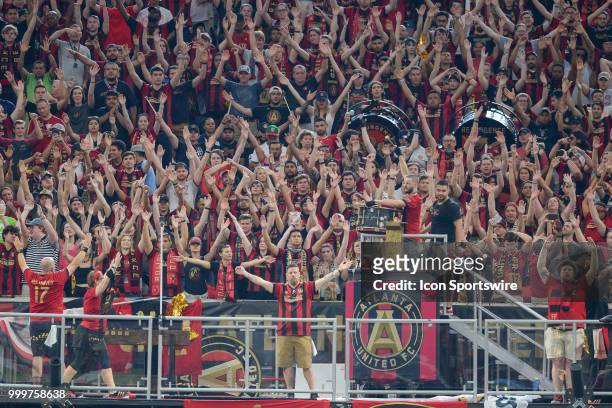 Atlanta fans doing the A-T-L chant during the match between Atlanta and Seattle on July 15th, 2018 at Mercedes-Benz Stadium in Atlanta, GA. Atlanta...