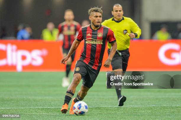 Atlanta's Josef Martinez looks to make a move during the match between Atlanta and Seattle on July 15th, 2018 at Mercedes-Benz Stadium in Atlanta,...