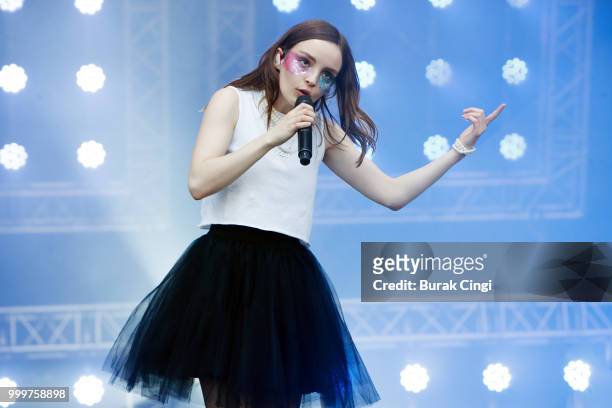 Lauren Mayberry of Chvrches performs at Citadel festival at Gunnersbury Park on July 15, 2018 in London, England.