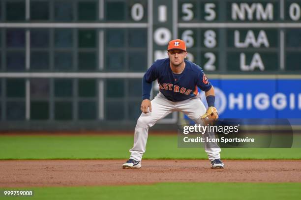 Houston Astros infielder Alex Bregman prepares for the pitch during the baseball game between the Detroit Tigers and the Houston Astros on July 15,...