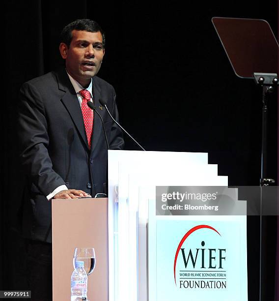 Mohamed Nasheed, president of Maldives, speaks at the 6th World Islamic Economic Forum , in Kuala Lumpur, Malaysia, on Wednesday, May 19, 2010. The...