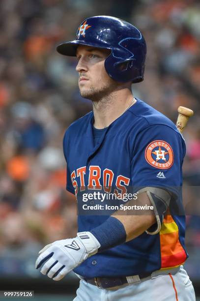 Houston Astros infielder Alex Bregman prepares to hit during the baseball game between the Detroit Tigers and the Houston Astros on July 15, 2018 at...